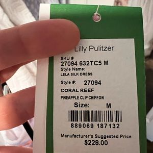 Lilly Pulitzer Lela Silk Dress in Coral Reef Pineapple Clip Metallic